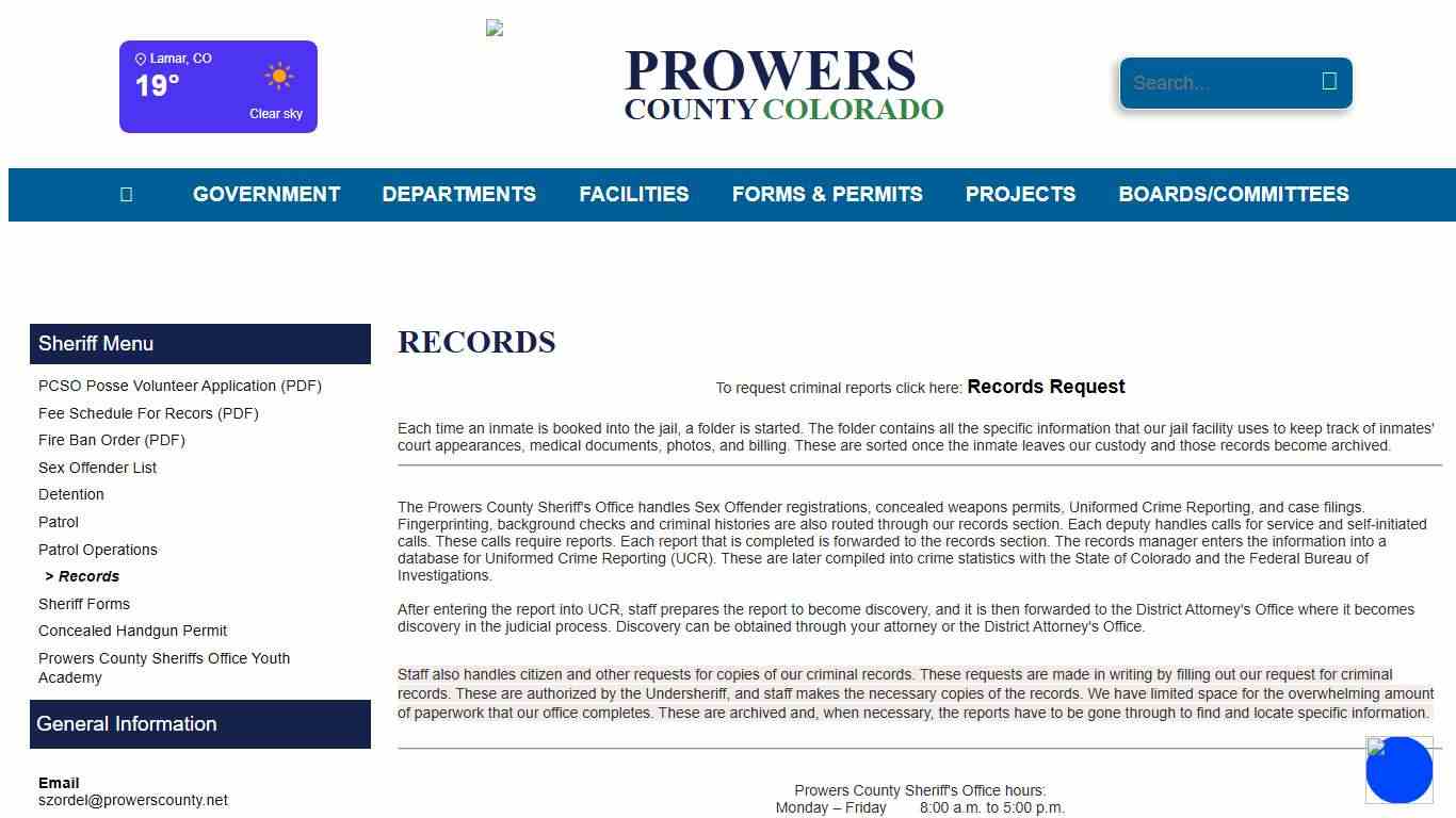 Official Website of Prowers County Colorado - Records