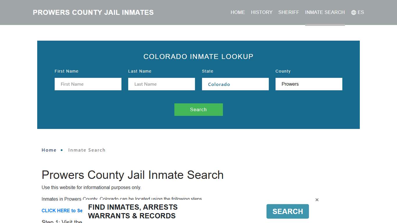 Prowers County, CO Detainee Lookup