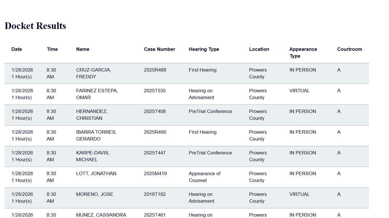 Docket Print Results Colorado Judicial Branch